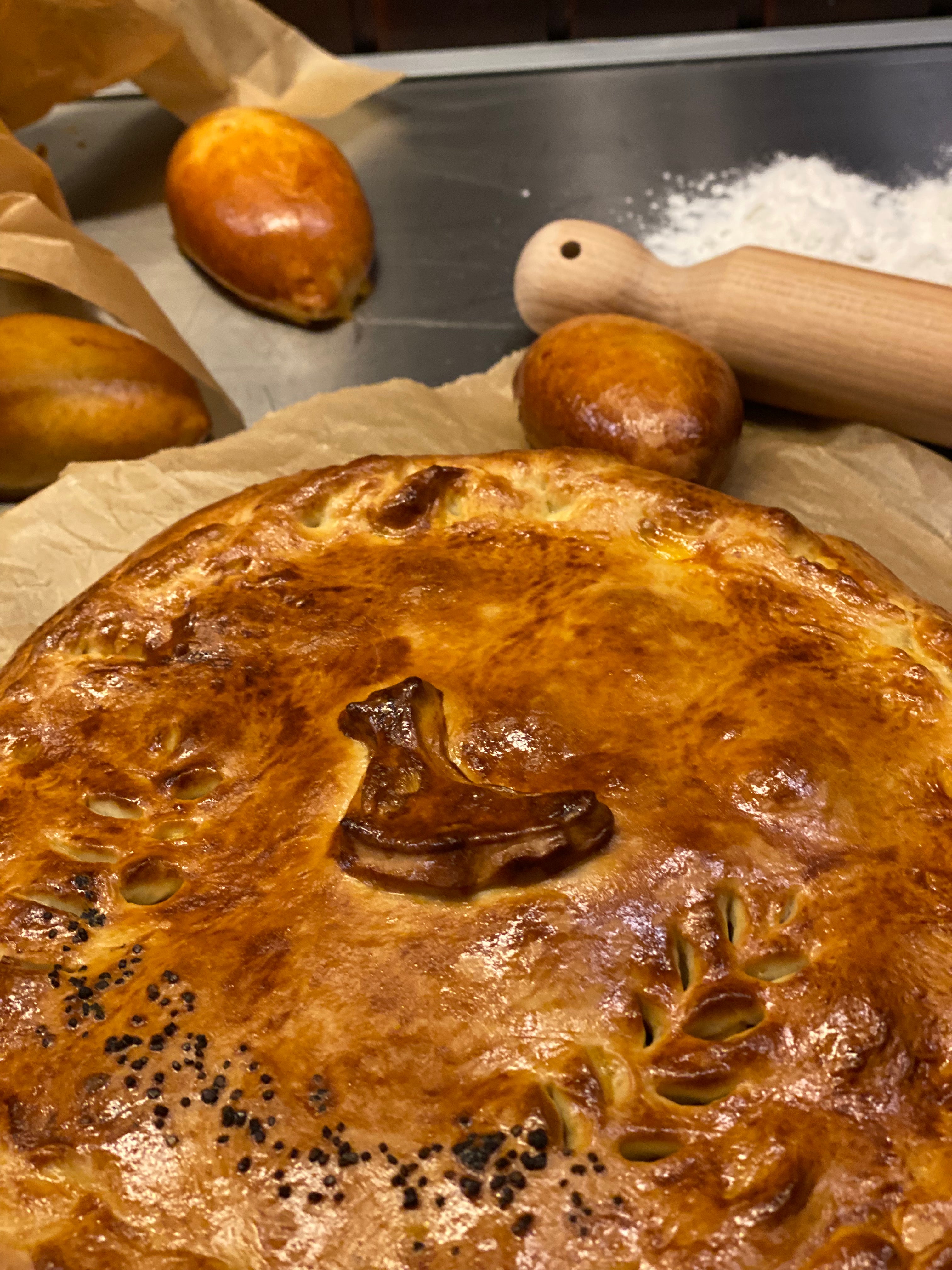 Piroge mit Hühnfleisch & Pilzen