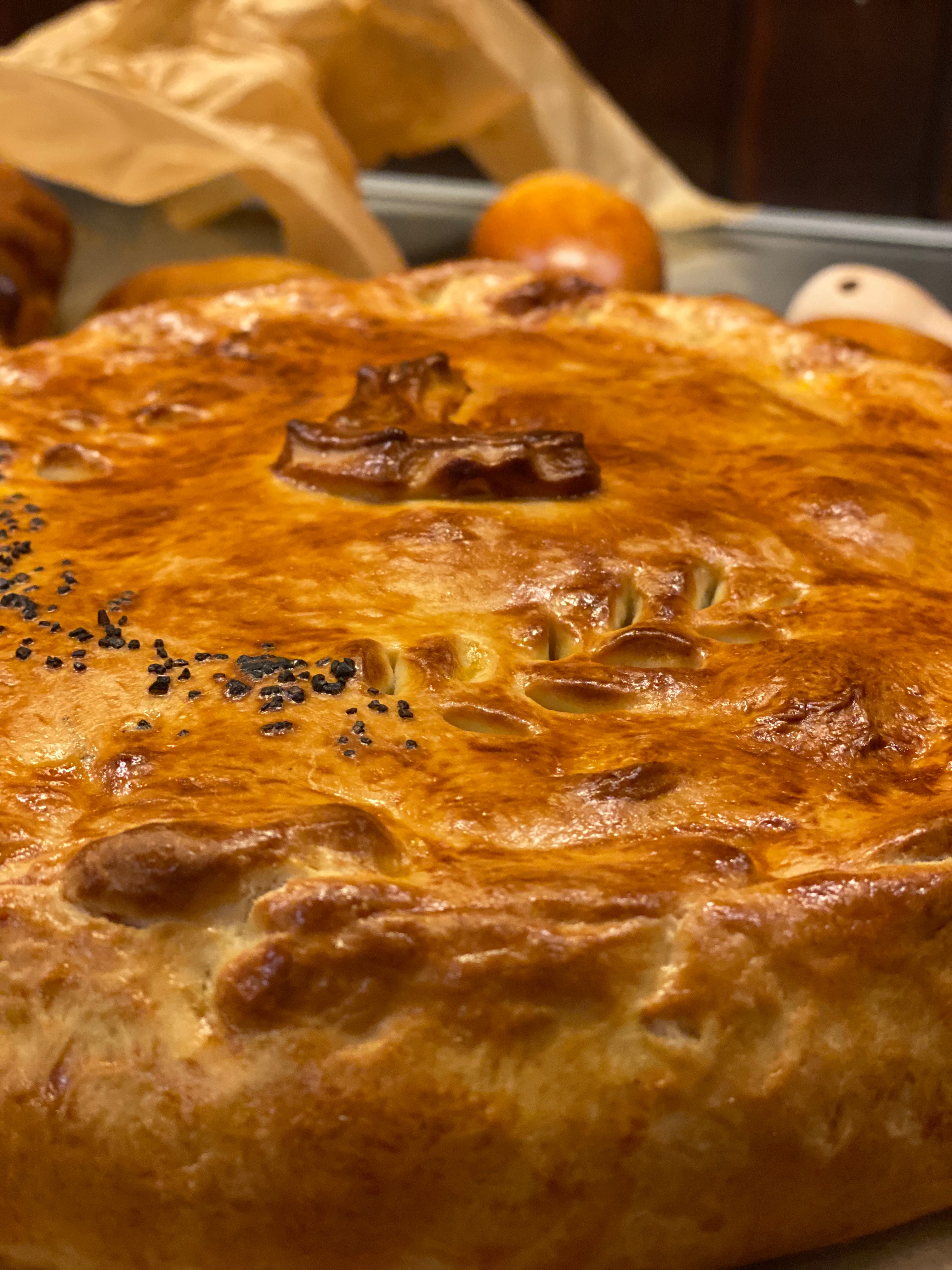 Piroge mit Hühnfleisch & Pilzen