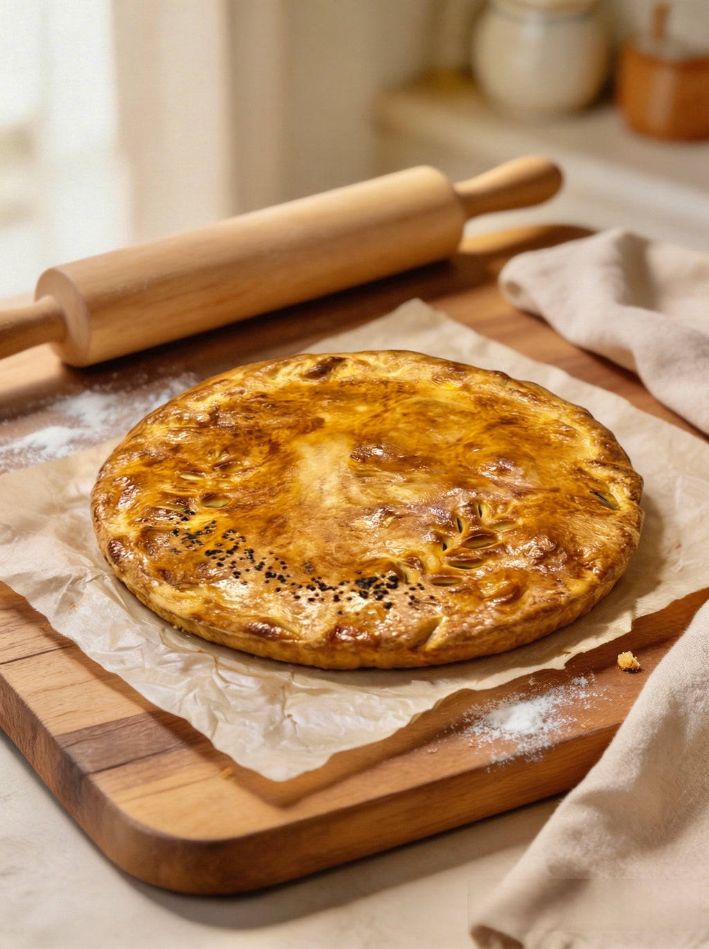 Piroge mit Hühnfleisch & Pilzen